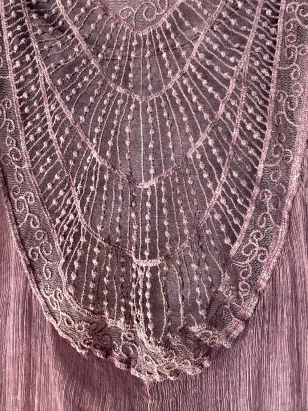 Womens Lace-Trim Plum Long Sleeve Tunic Top - Picture 6 of 9